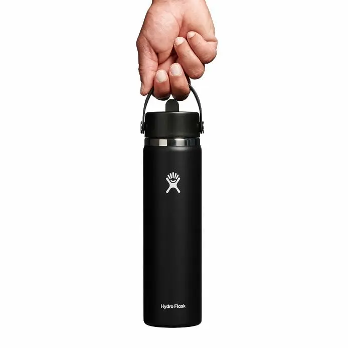 24 oz Wide Mouth Water Bottle w/ Flex Straw Cap - Image 4